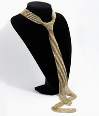 Rhinestone Chainmail Double Tie Necklace