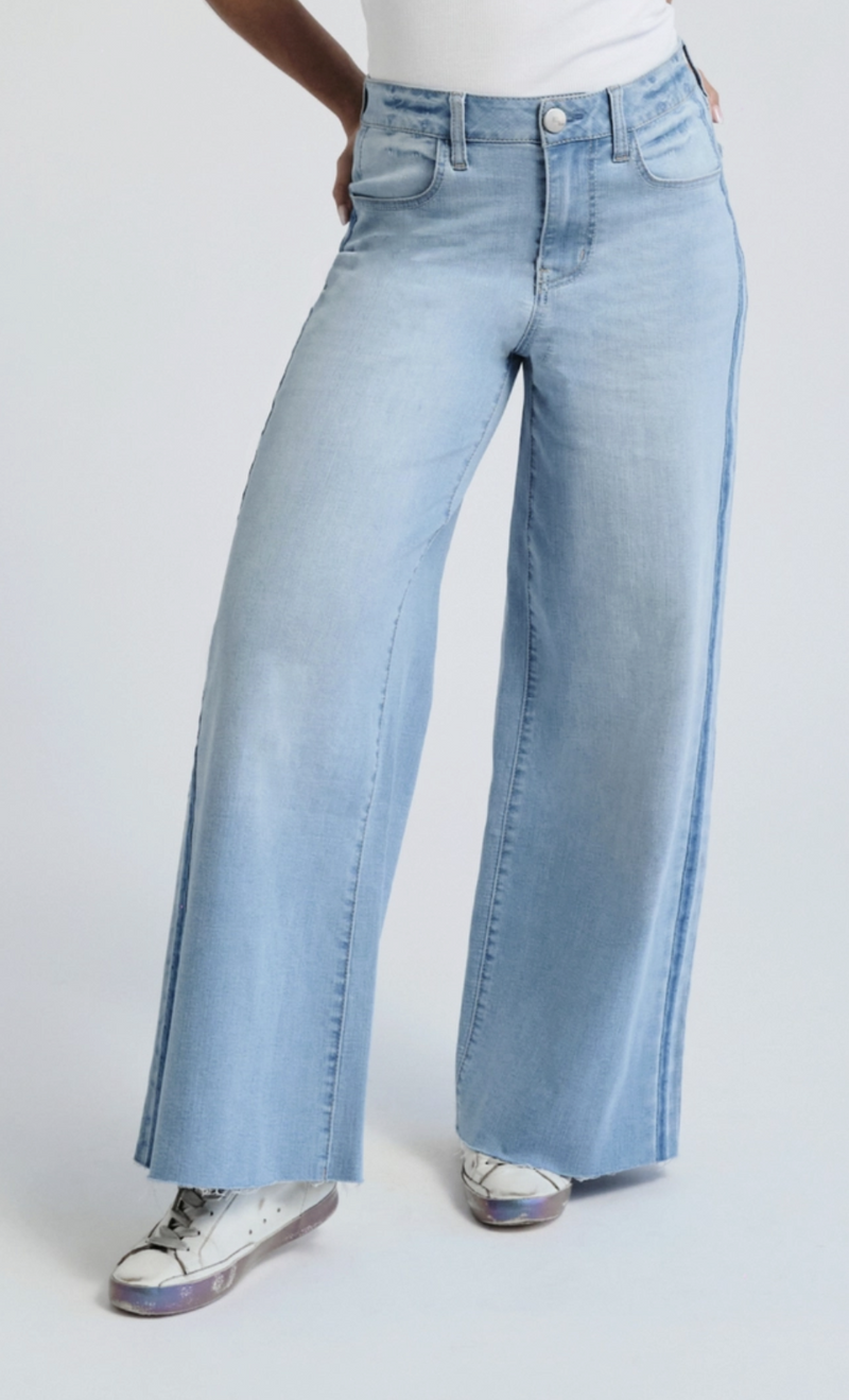 High Rise Wide Leg Crop Tuxedo Jeans