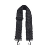 A black woven neoprene shoulder strap with adjustable length and metal clasps, designed to upgrade handbags or crossbody bags.