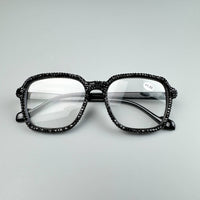 Black Rhinestone Large Frame Square Readers
