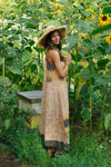 Milk & Honey Bohéme Long Maxi Slip Dress w/ Bee & Sunflowers