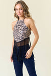 Halter Cheetah Fringe Top