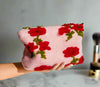Floral Pattern Plush Fleece Cosmetic Bag