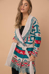 Aztec Fringe Western Tie Cardigan Sweater