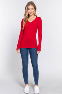 Long Sleeve V-neck Top