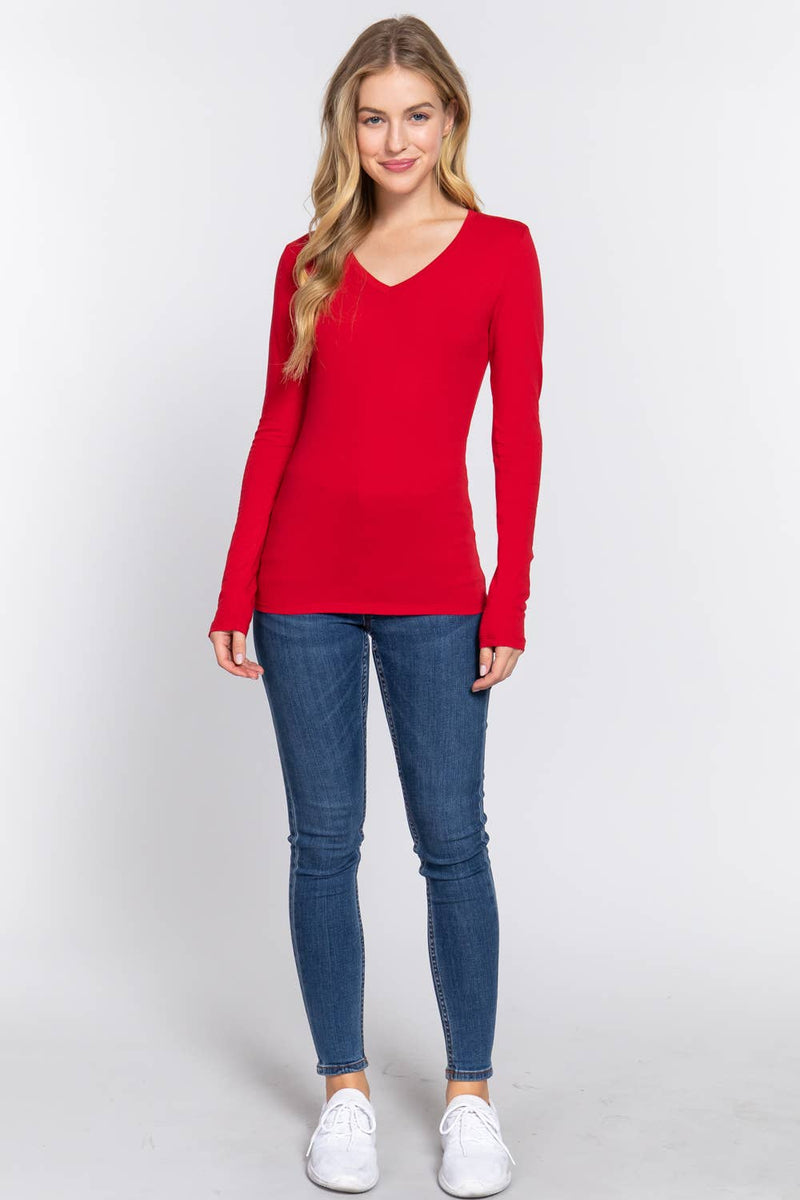 Long Sleeve V-neck Top
