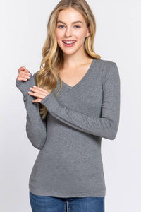 Long Sleeve V-neck Top