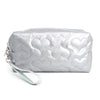 Heart Pattern Embossed Pouch w Wrist Strap Make Up Bag