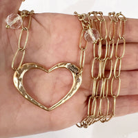 "Love" Open Heart Long Chain Necklace