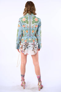 Lucinda Embroidered Denim Motorcycle Jacket