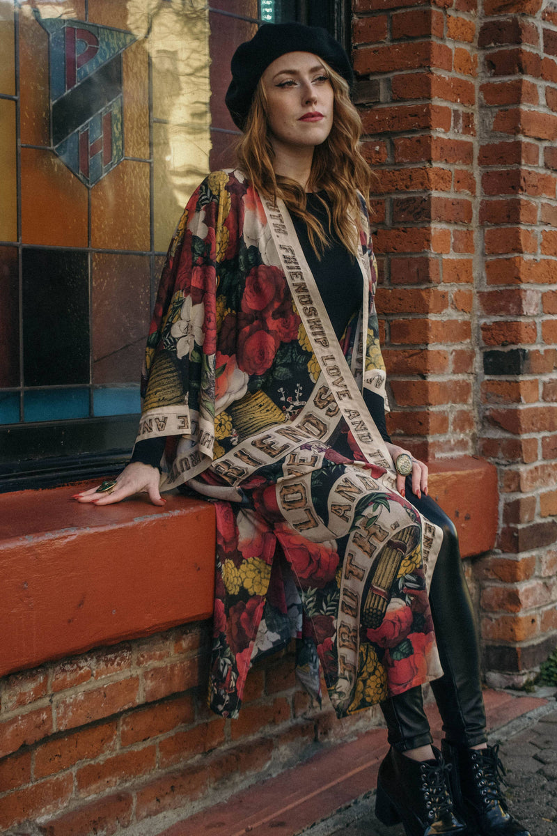Friendship Love & Truth Opera Duster Kimono Robe