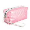 Heart Pattern Embossed Pouch w Wrist Strap Make Up Bag