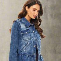 Frayed and Distressed Love Denim Jacket