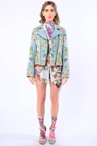 Lucinda Embroidered Denim Motorcycle Jacket