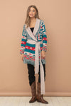 Aztec Fringe Western Tie Cardigan Sweater