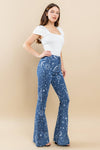 Super Stretchy Star & Sun Printed Flare Jeans