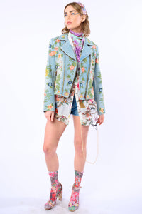Lucinda Embroidered Denim Motorcycle Jacket
