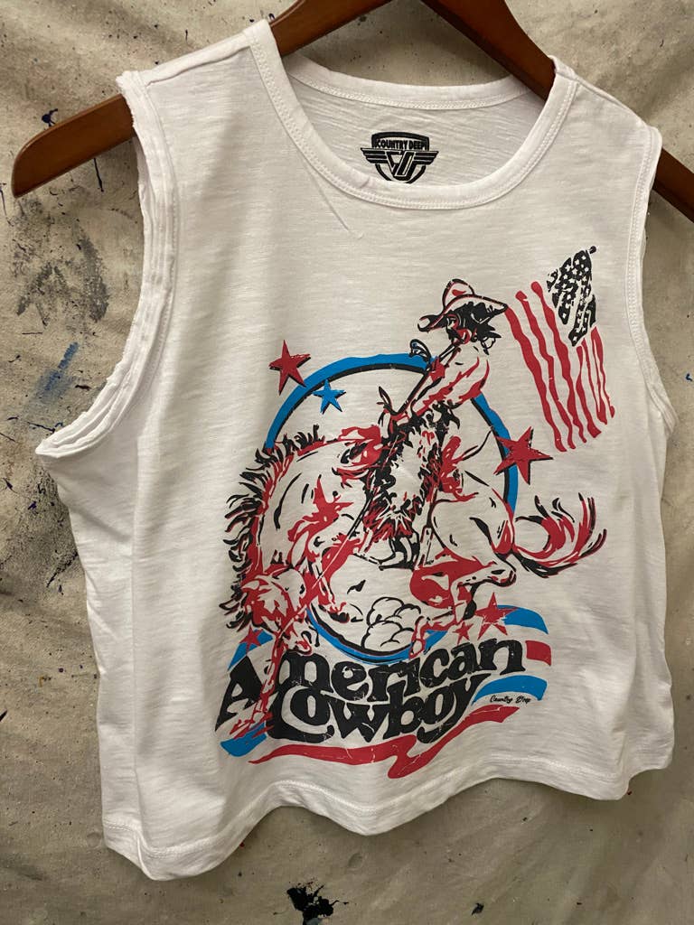 American Cowboy 80's Muscle Crop Tank Top