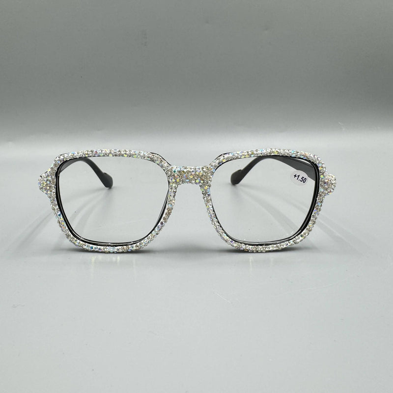 Handmade Large Frame Square AB Rhinestone Readers