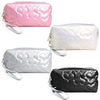 Heart Pattern Embossed Pouch w Wrist Strap Make Up Bag