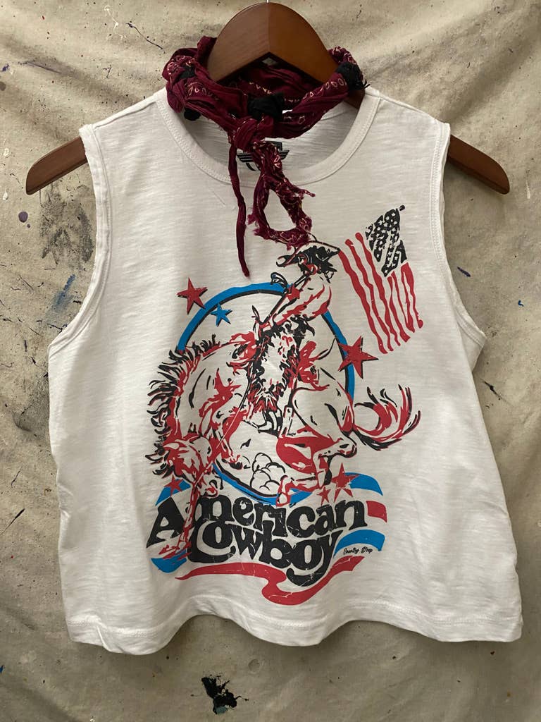 American Cowboy 80's Muscle Crop Tank Top