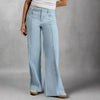 Frayed Seam Wide-Leg Denim Jeans – Light Wash
