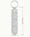 Rhinestone Triple Pill Holder Keychain with Strap