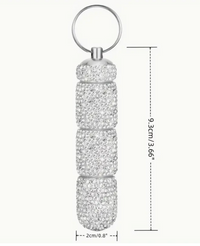 Rhinestone Triple Pill Holder Keychain with Strap