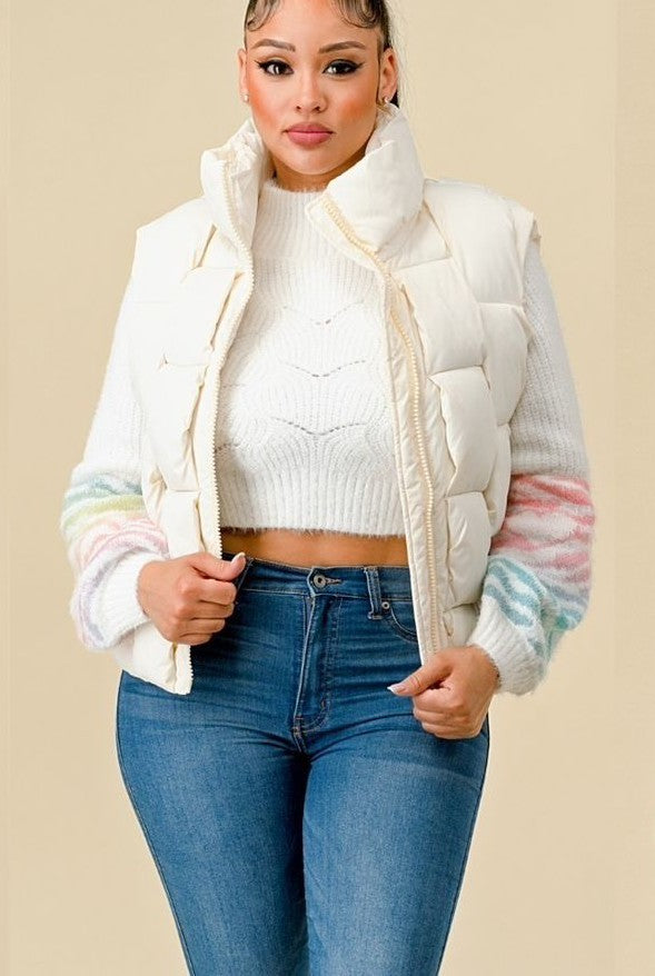 Weaved Puffer Nylon Vest