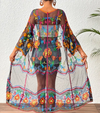 Vibrant Boho Mesh Embroidered Kimono Cardigan