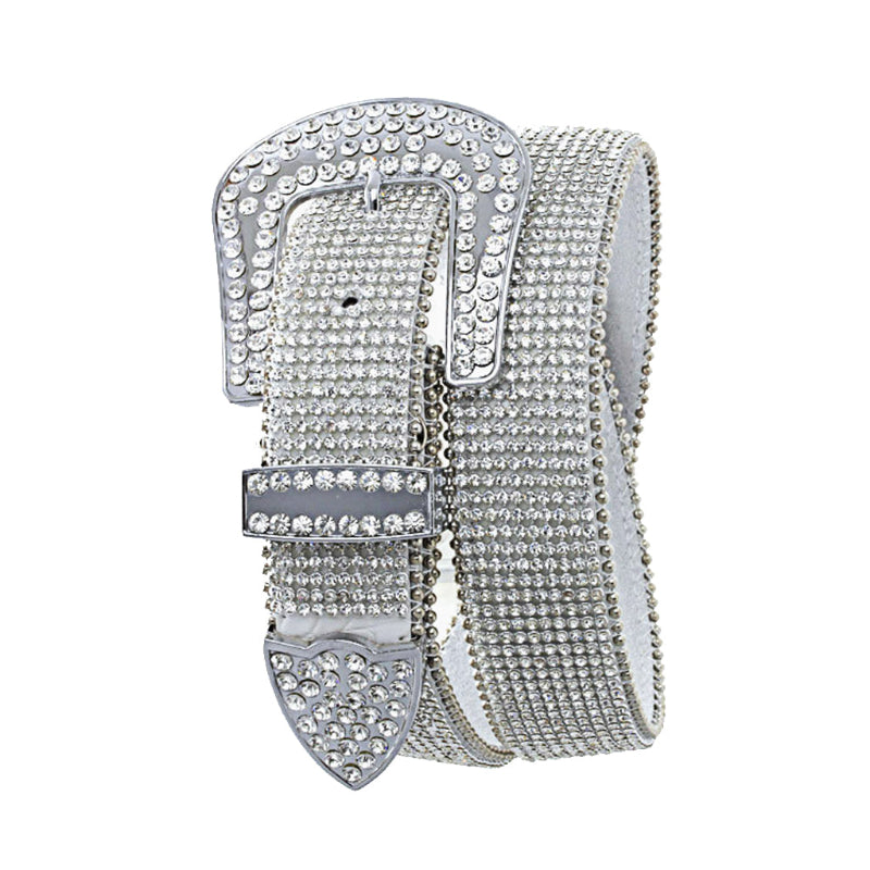 white belt rhinestone studs